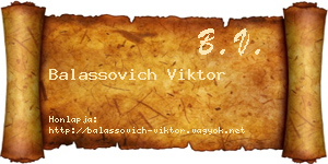Balassovich Viktor névjegykártya